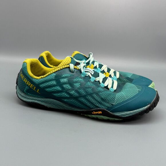 Merrell Glove 4 Women's 9 Green Trail Running Sneakers Lace-Up Low Top Round Toe - Picture 1 of 10